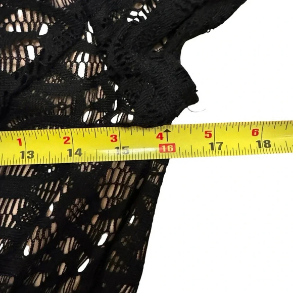 Speechless Black Lace Mini Dress Over Nude Short Sleeve Round Neck 7 - Picture 7 of 10